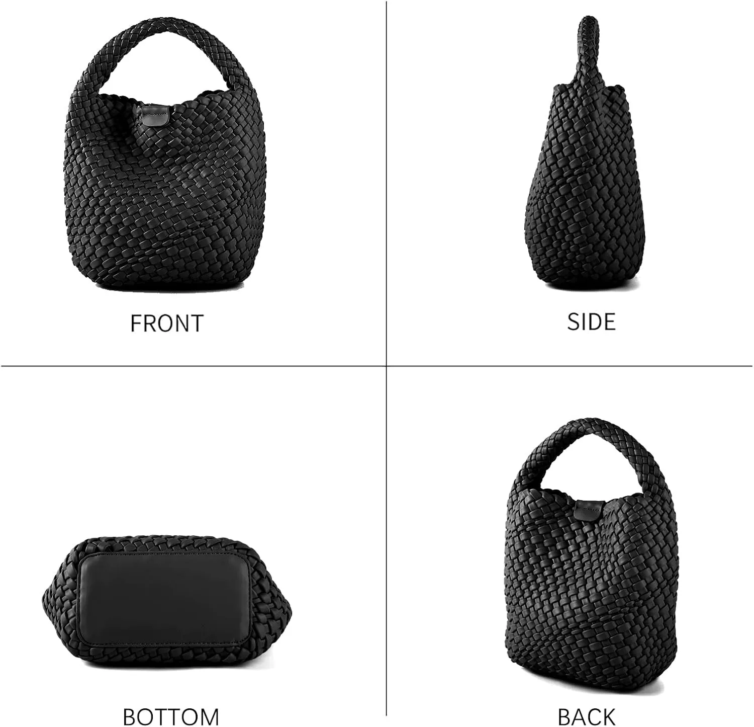 Woven Tote Bag for Women Vegan Leather Medium Size Summer Beach Travel Handbag and Purse Retro Handmade Shoulder Bag