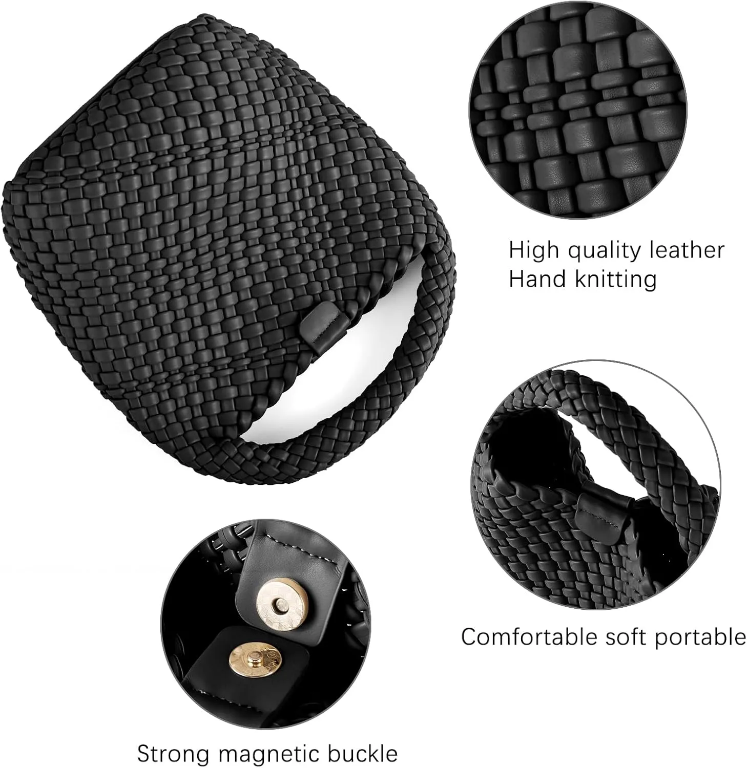 Woven Tote Bag for Women Vegan Leather Medium Size Summer Beach Travel Handbag and Purse Retro Handmade Shoulder Bag