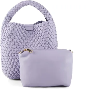 Woven Tote Bag for Women Vegan Leather Medium Size Summer Beach Travel Handbag and Purse Retro Handmade Shoulder Bag