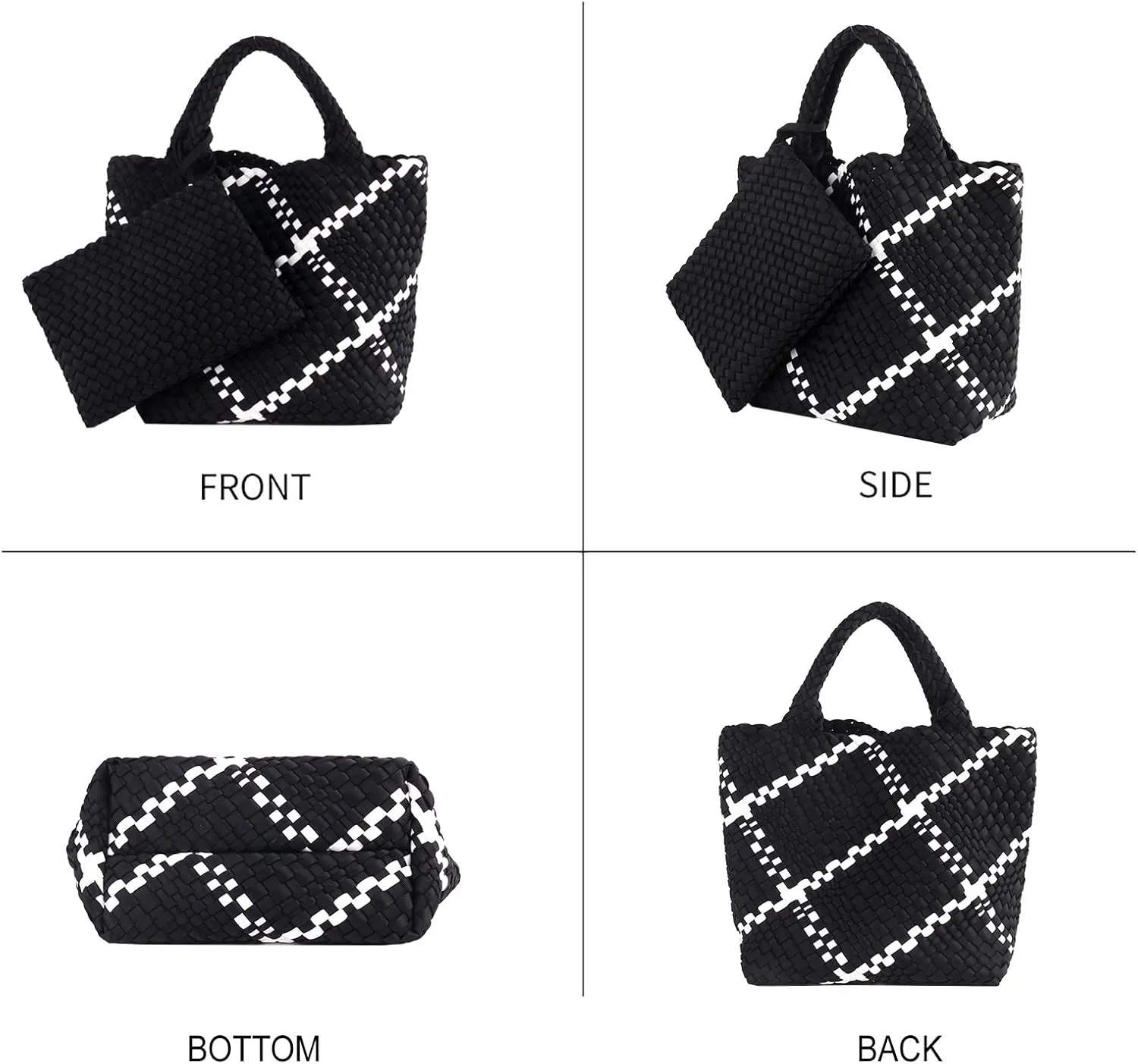 Woven Tote Bag   Purse Women Neoprene Tote Handbag Fashion Large Shoulder Top-Handle Travel Bag Underarm Shopper Bag