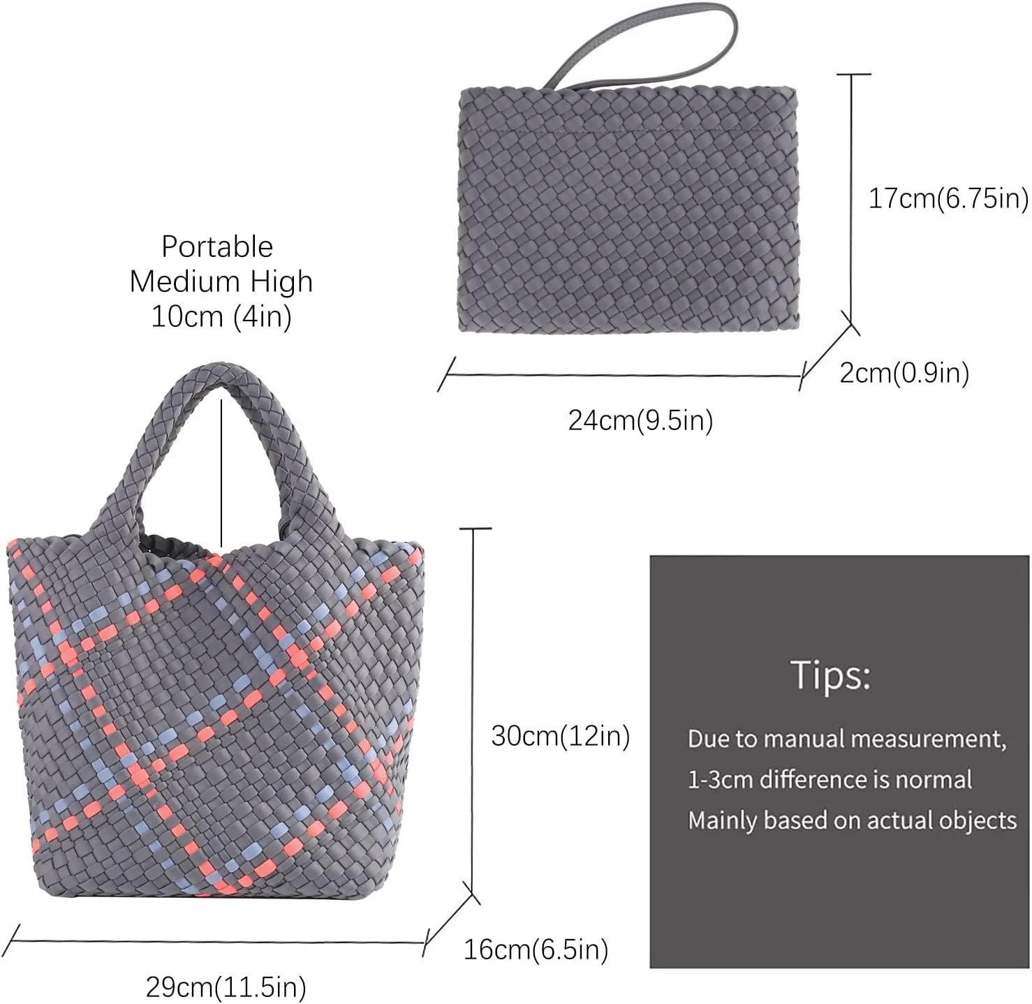 Woven Tote Bag   Purse Women Neoprene Tote Handbag Fashion Large Shoulder Top-Handle Travel Bag Underarm Shopper Bag