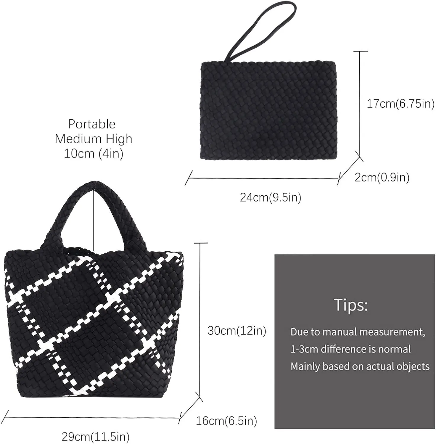 Woven Tote Bag   Purse Women Neoprene Tote Handbag Fashion Large Shoulder Top-Handle Travel Bag Underarm Shopper Bag