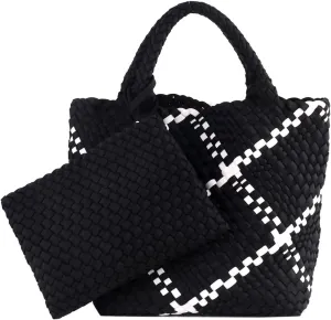 Woven Tote Bag   Purse Women Neoprene Tote Handbag Fashion Large Shoulder Top-Handle Travel Bag Underarm Shopper Bag