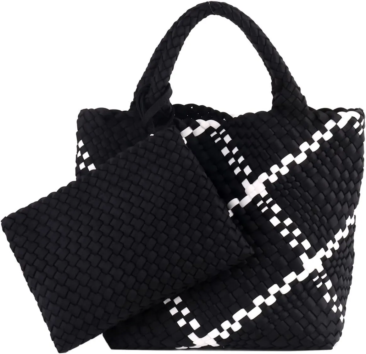 Woven Tote Bag   Purse Women Neoprene Tote Handbag Fashion Large Shoulder Top-Handle Travel Bag Underarm Shopper Bag