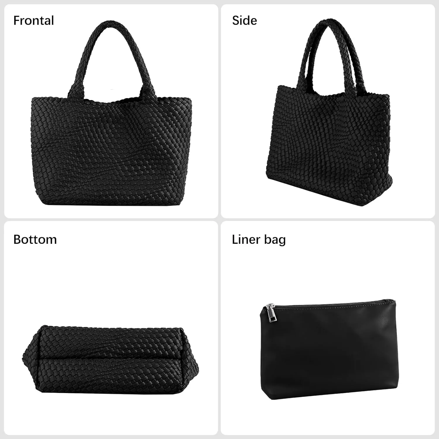Woven Tote Bag Womens Purse Vegan Leather Shoulder Handbags Fashion Summer Beach Tote Bags Large Travel Totes