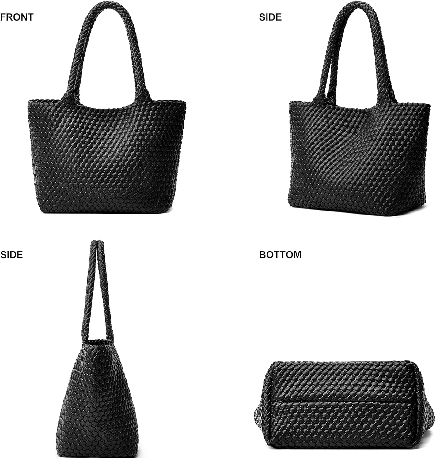 Woven Tote Bag Womens Purse: Vegan Leather Shoulder Handbags - Fashion Summer Beach Tote Bags - Large Travel Totes