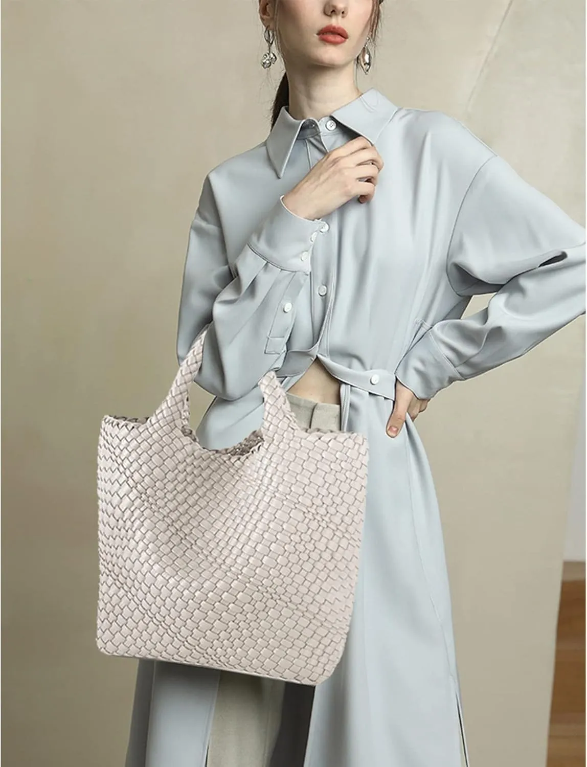 Woven Vegan Leather Handmade Tote for Women - Summer Beach Travel Hand Bag, Purse, Satchel Handbag