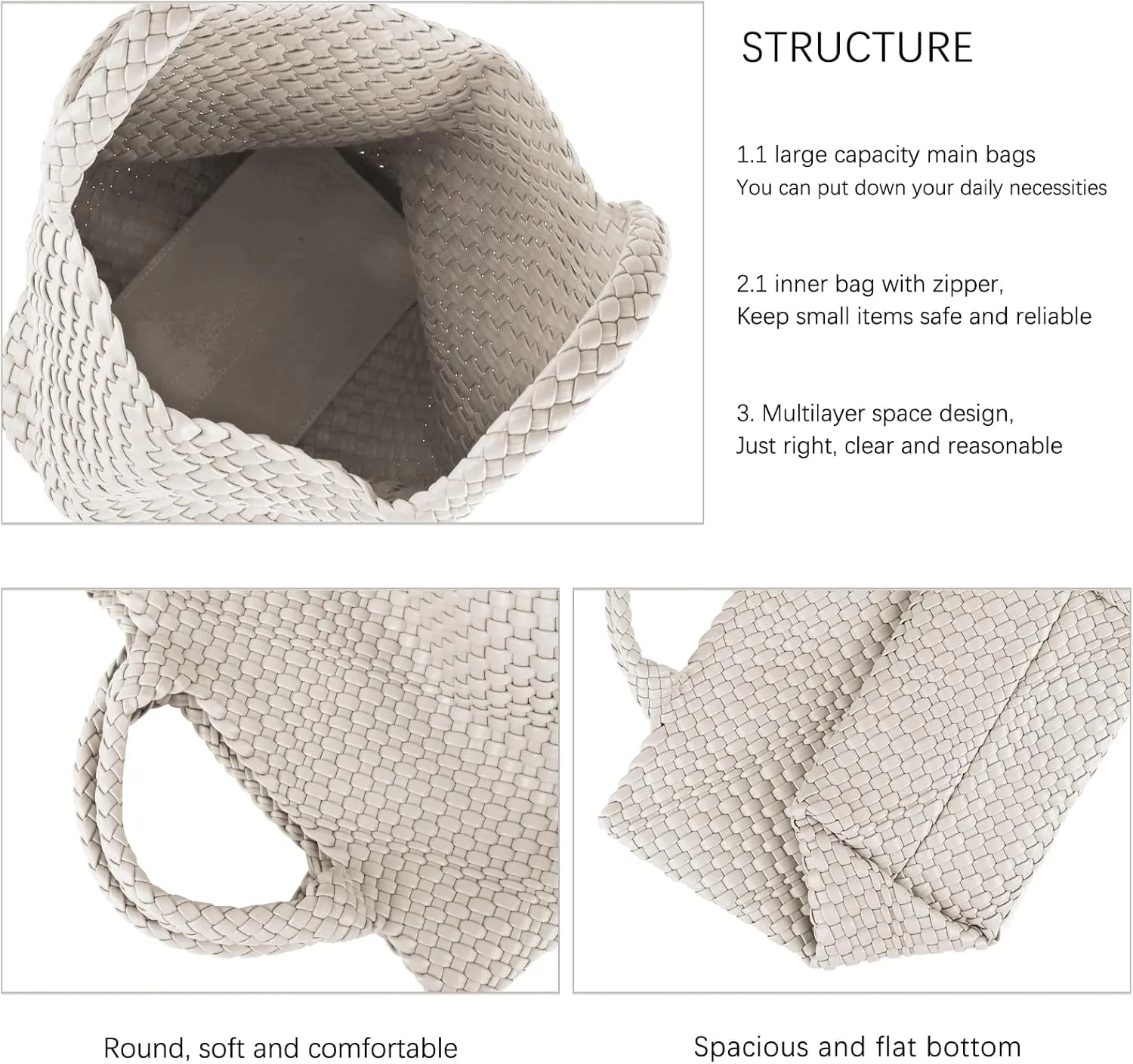 Woven Vegan Leather Handmade Tote for Women - Summer Beach Travel Hand Bag, Purse, Satchel Handbag