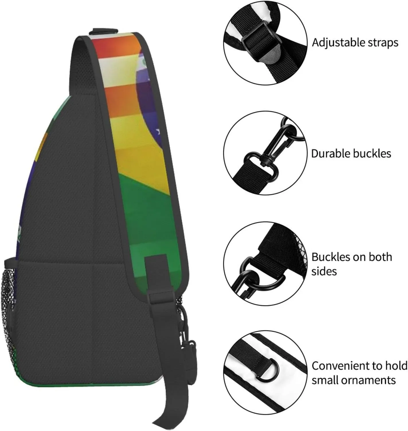 WURTON American And Brazilian Flags Print Trendy Casual Daypack Versatile Crossbody Backpack Shoulder Bag Fashionable Chest Bag