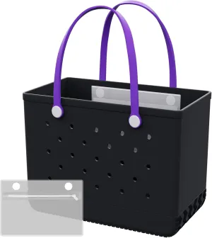 X-Large Rubber Tote Beach Bag with Inner Pocket, Washable Durable Pool Handbag, Lightweight, Waterproof Sandproof