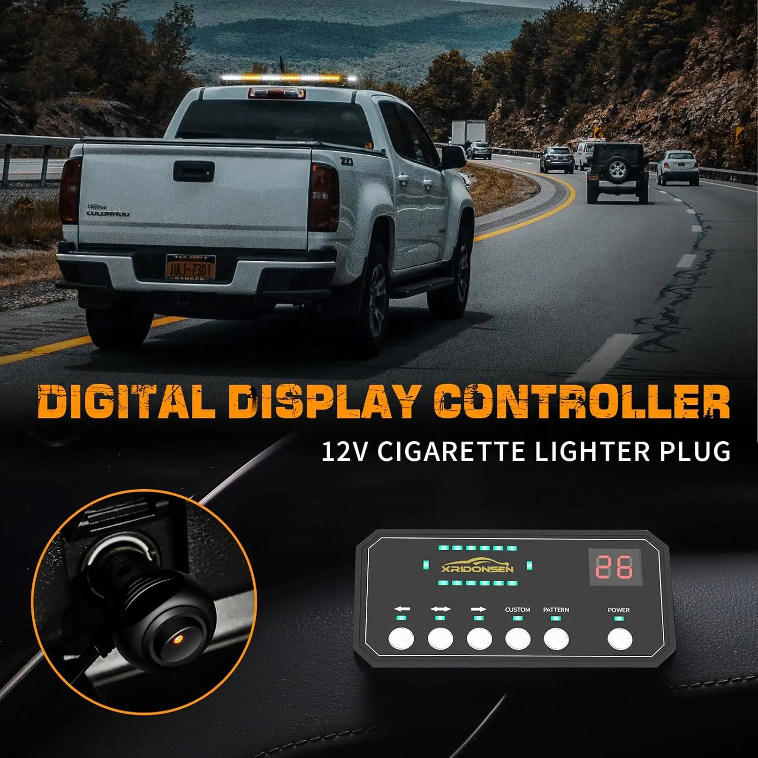 XRIDONSEN 28.4" 80 LED Roof Top Strobe Light Bar Amber White Emergency Warning Hazard Safety Double Side Traffic Advisor Lights w/Controller Magnetic Base for Plow Trucks Construction Vehicles Wrecker