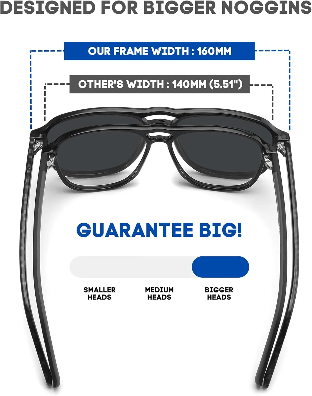 XXL Size Extra Large 160MM Polarized Double Bridge Retro Aviator Sunglasses Big Wide Heads Men UV400 Protection