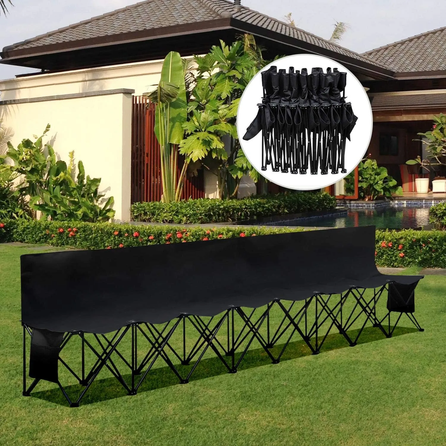 Yaheetech Foldable Sideline Bench 600D Oxford Double Layer Fabric