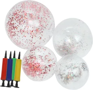 Yardwe Inflatable Beach Ball Glitter Design Large Size Toy for Outdoor Activities Beach Pool Garden Parties Random