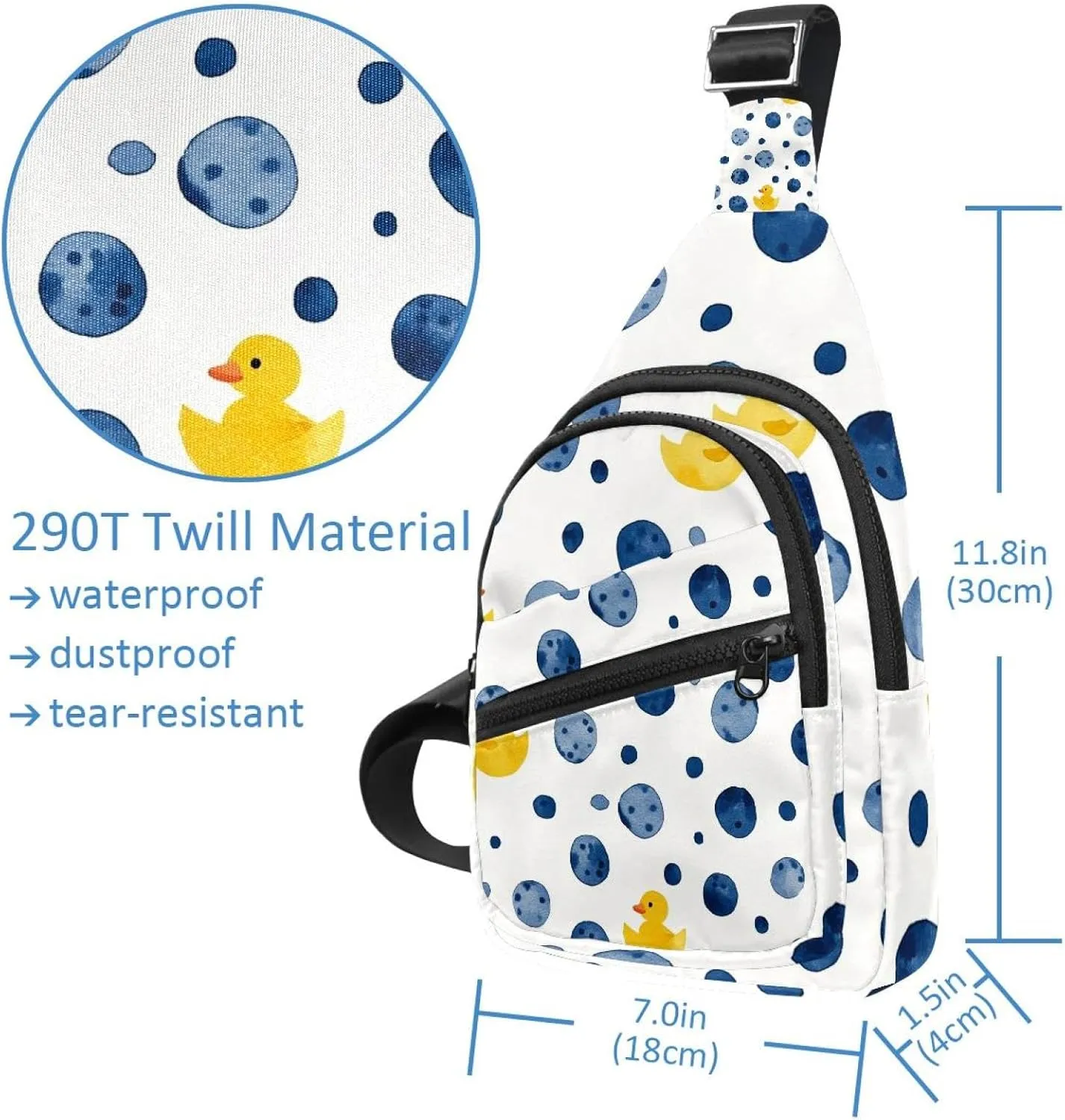 Yellow rubber duck bath time Sling Bag, Crossbody Sling Backpack Travel Hiking Chest Bag Daypack for Purses Shoulder Bag Women Men's