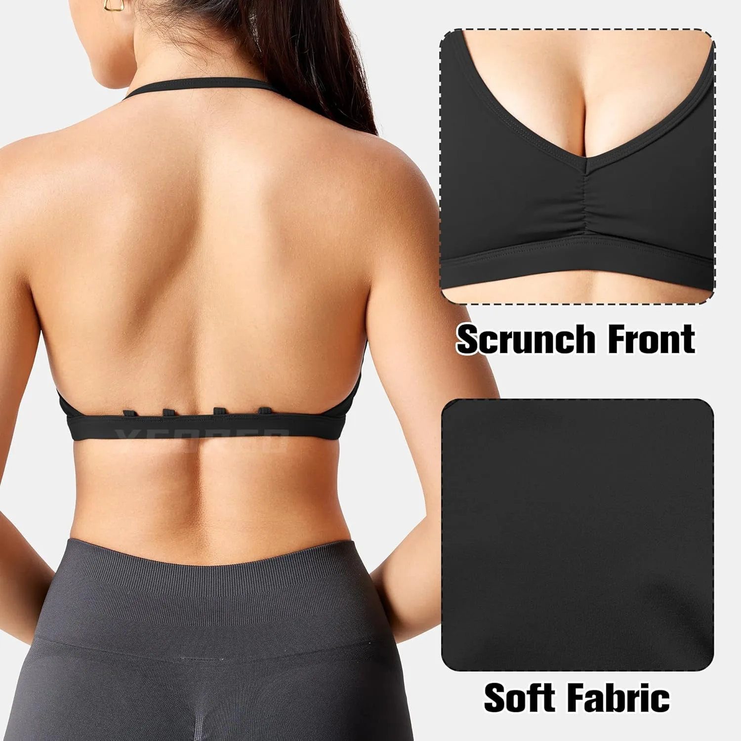 YEOREO Workout Sports Bras for Women Padded Strappy Open Back Gym Bra Light Impact Criss Cross Yoga Crop Top