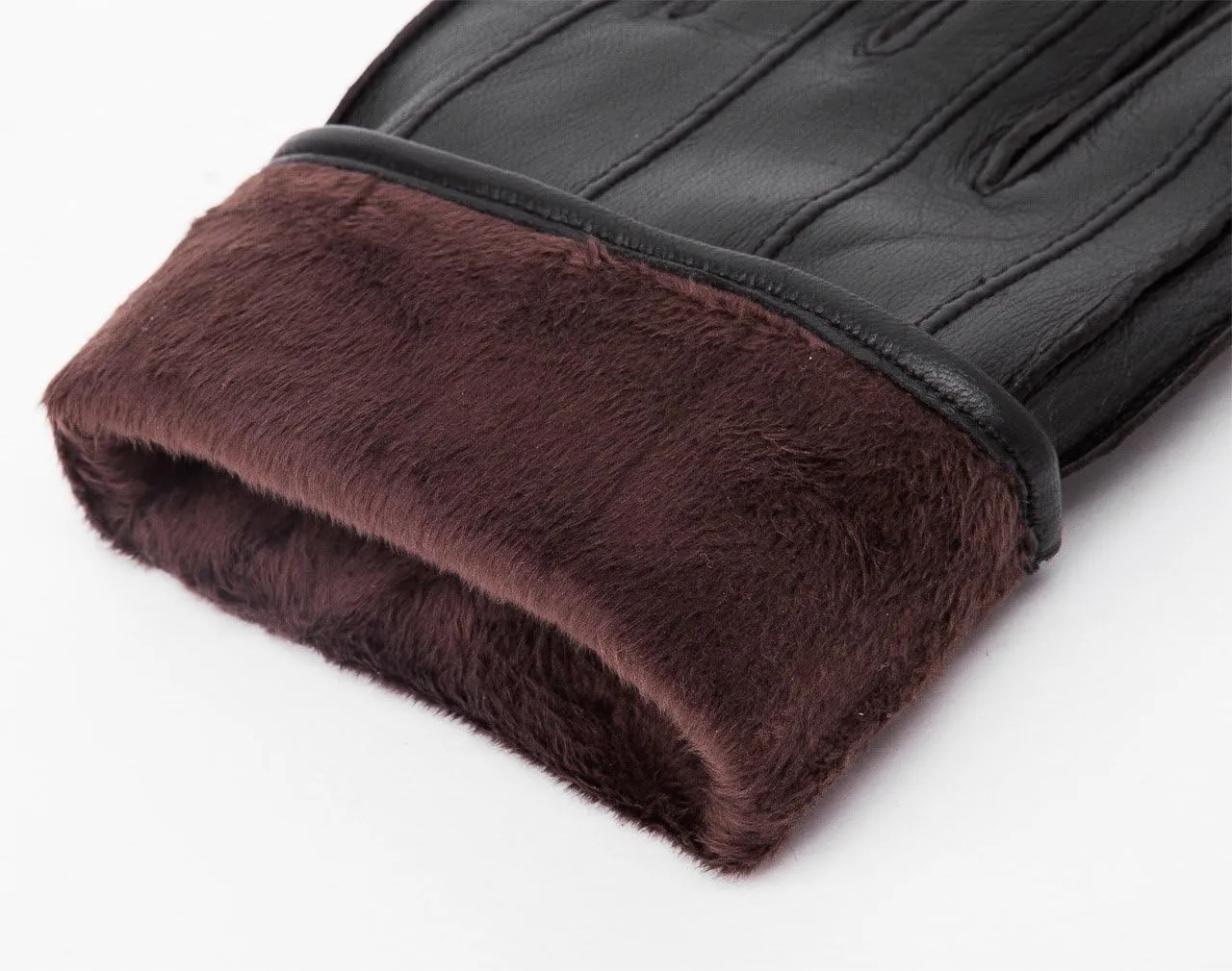 YISEVEN Winter Men's Warm Genuine Lambskin Leather Gloves Skin Tight with Button