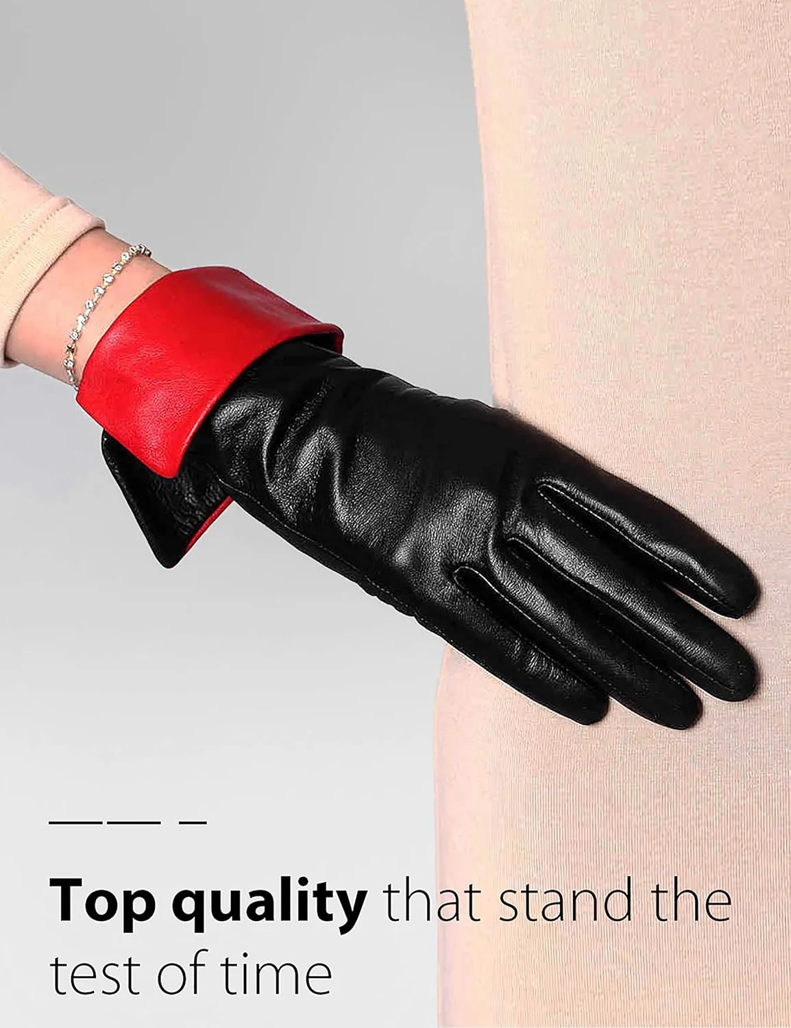 YISEVEN Women's Winter Genuine Sheepskin Touchscreen Leather Gloves Wool Lined