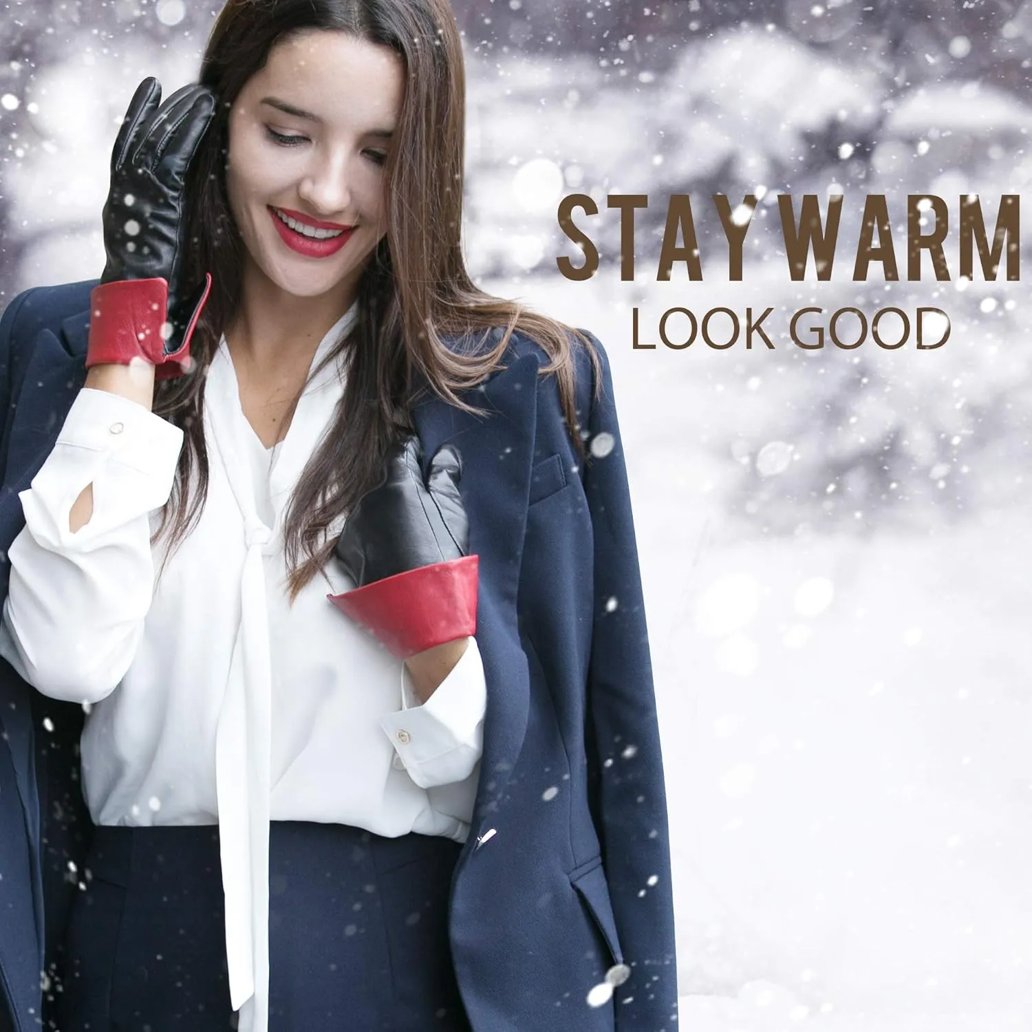 YISEVEN Women's Winter Genuine Sheepskin Touchscreen Leather Gloves Wool Lined