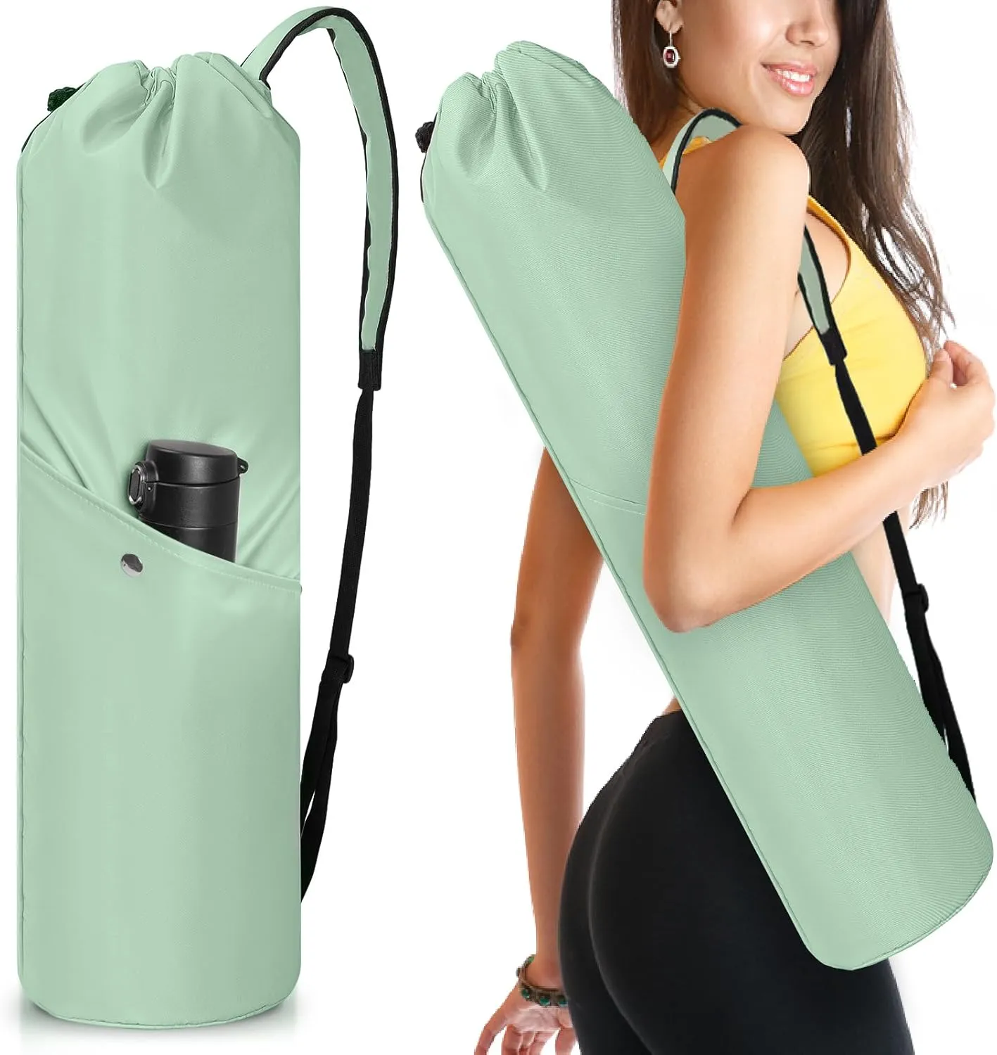 Yoga Mat Bag with Multi-Functional Storage Pockets, Waterproof Yoga Mat Carrying Bag with Adjustable Strap & Yoga mat storage cord, Fits Gym, Class, Beach Park, Travel
