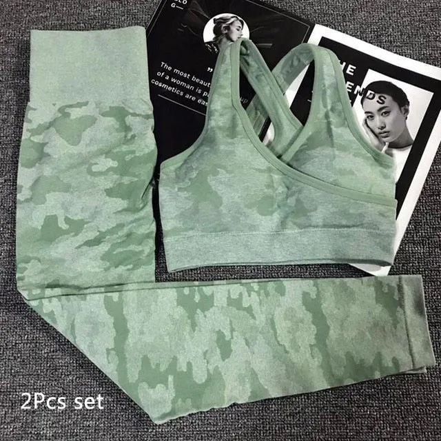Yoga Set Women's Seamless Sports Bra Fitness sets $39.--Tops and Pants also sold separately.
