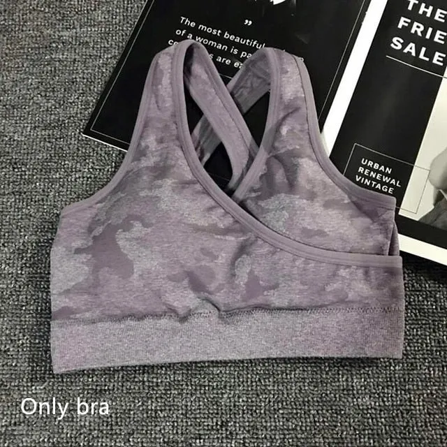 Yoga Set Women's Seamless Sports Bra Fitness sets $39.--Tops and Pants also sold separately.
