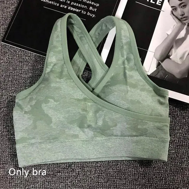 Yoga Set Women's Seamless Sports Bra Fitness sets $39.--Tops and Pants also sold separately.