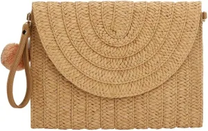 YYW Straw Clutch,Straw Handbag Clutch for Women Summer Beach Straw Woven Envelope Purse Wallet