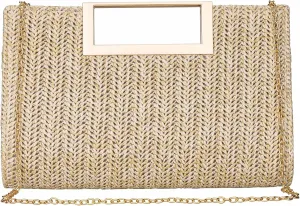 YYW Women Straw Bag Top Handle Clutch Evening Bag Crossbody Purse Woven Beach Shoulder Handbag