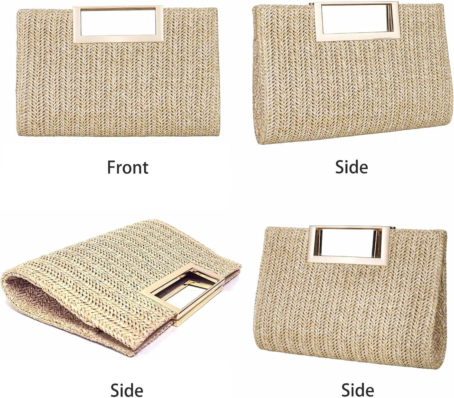 YYW Women Straw Bag Top Handle Clutch Evening Bag Crossbody Purse Woven Beach Shoulder Handbag