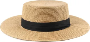 Zylioo XXL Oversize Straw Boater Hats,Large Summer Travel Sun Hats,UV Protection Packable Beach Hat with Chin Strap